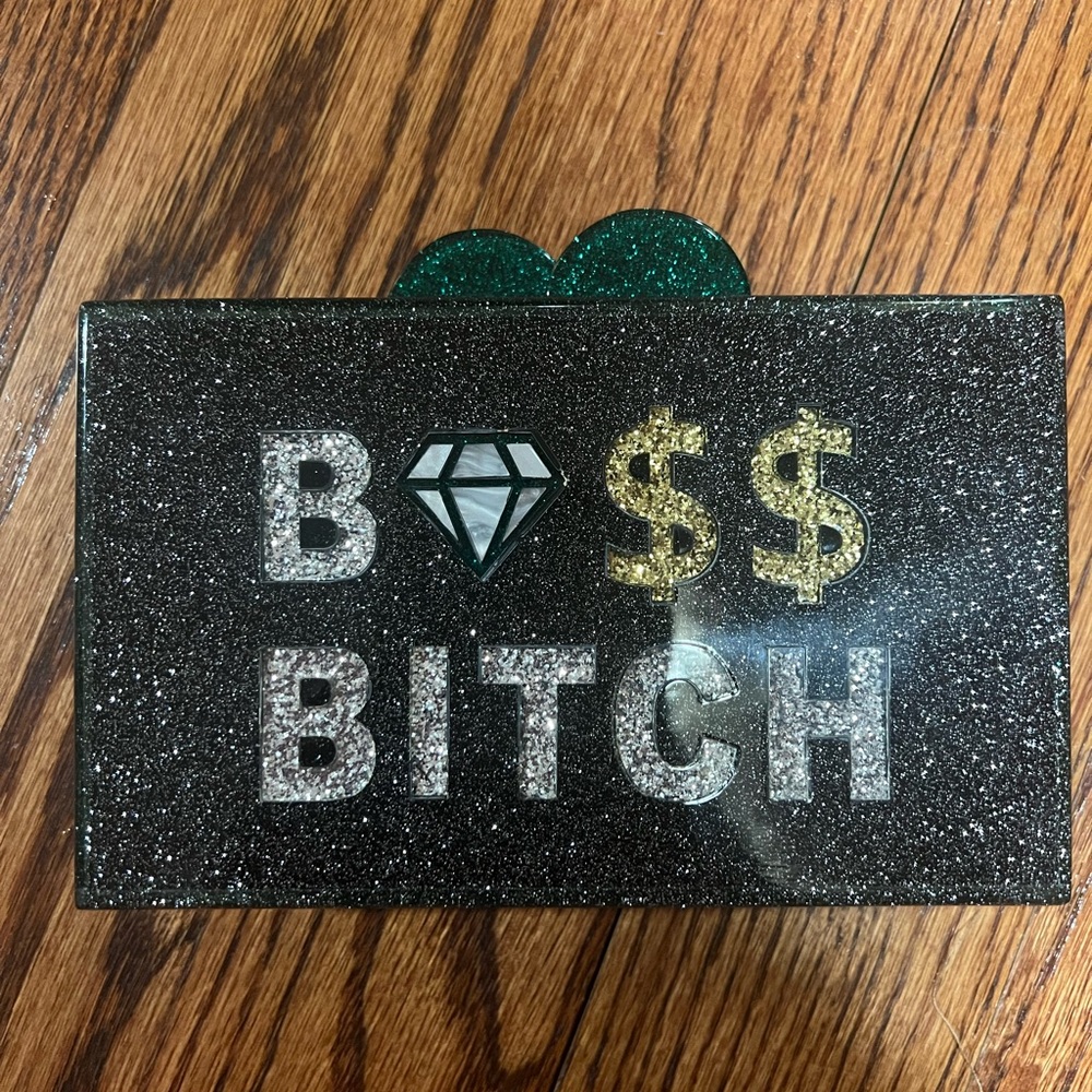 Fun clutch handbag purse never used. Drop in chain by artist Elizabeth Sutton